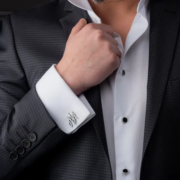 Silver_Personalized_Alphabet_Initials_Cufflinks_For_Men