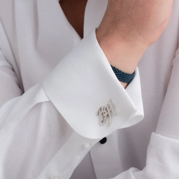 Silver_Personalized_Alphabet_Initials_Cufflinks_For_Men