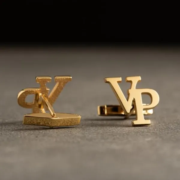 Gold_Personalized_Alphabet_Initials_Cufflinks_For_Men