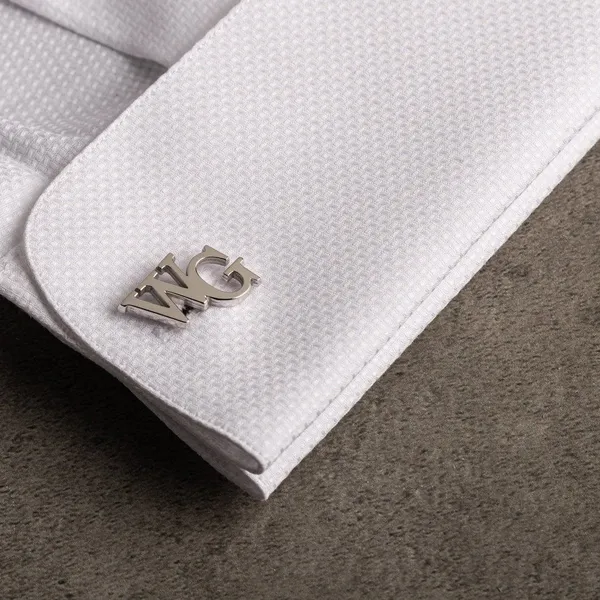 Silver_Personalized_Alphabet_Initials_Cufflinks_For_Men