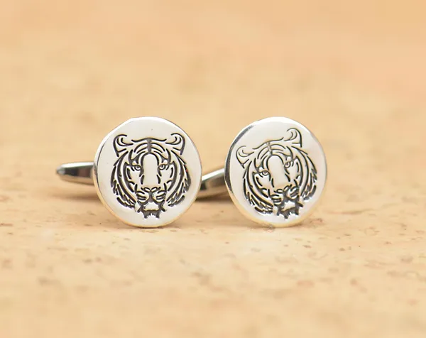Tiger_Handmade_Silver_Cufflinks_(Pack_of_2)