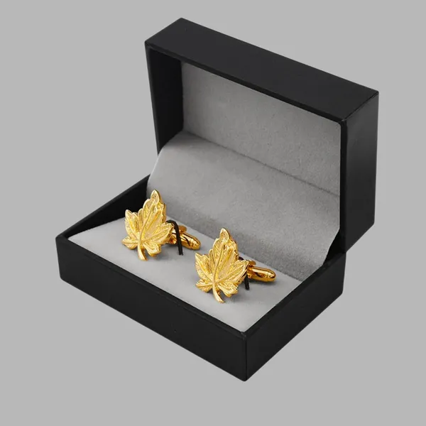 Gold_Personalized_Maple_Leaf_Cufflinks_For_Men