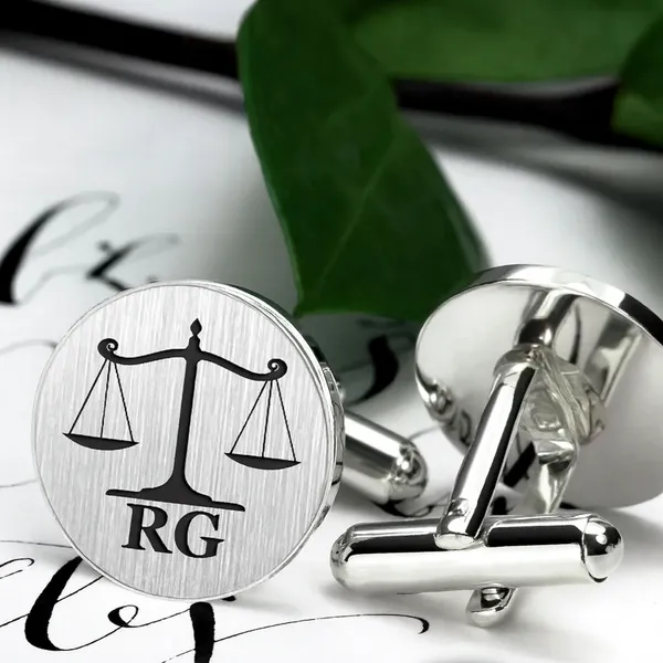 Silver_Lawyer_Personalized_Alphabet_Cufflinks_For_Men