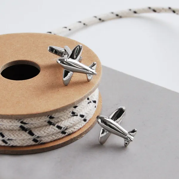 Silver_Aeroplane_Shape_Cufflinks_For_Men