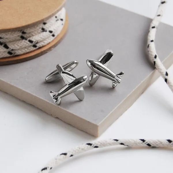 Silver_Aeroplane_Shape_Cufflinks_For_Men