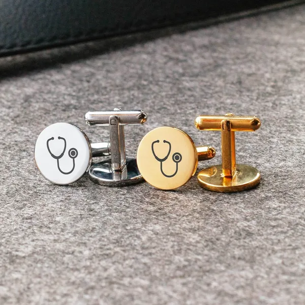 Gold_Personalized_Doctor_Engraved_Cufflinks_For_Men