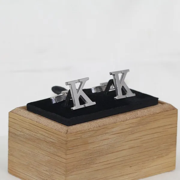 Silver_Personalized_Alphabet_Single_Initial_Cufflinks_For_Men