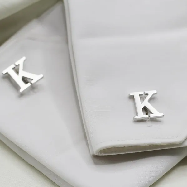 Silver_Personalized_Alphabet_Single_Initial_Cufflinks_For_Men