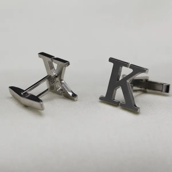 Silver_Personalized_Alphabet_Single_Initial_Cufflinks_For_Men