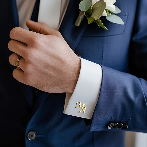 Gold_Personalized_Alphabet_Cufflinks_For_Men