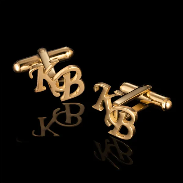 Gold_Personalized_Alphabet_Cufflinks_For_Men