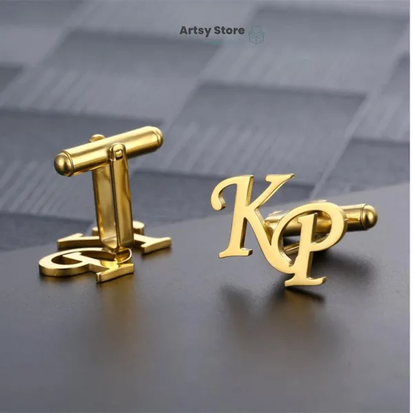 Gold_Personalized_Alphabet_Cufflinks_For_Men