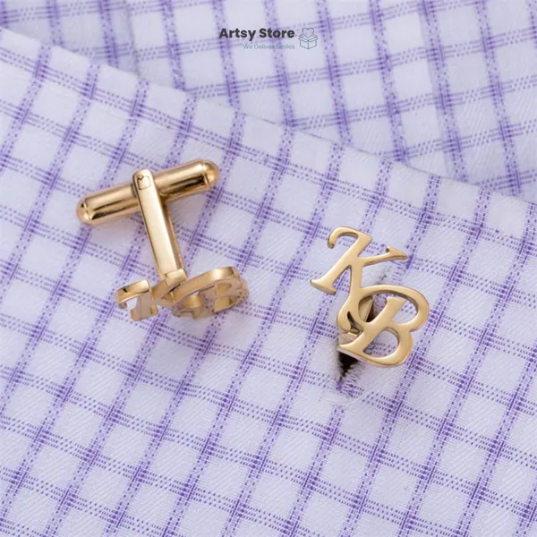 Gold_Personalized_Alphabet_Cufflinks_For_Men