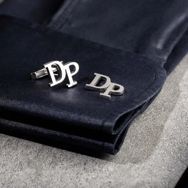 Silver_Personalized_Alphabet_Initials_Cufflinks_for_Men