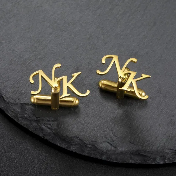 Gold_Personalized_Alphabet_Initials_Cufflinks_For_Men