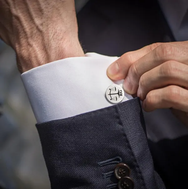 Silver_Lawyer_Personalized_Alphabet_Cufflinks_For_Men