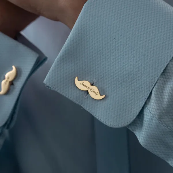 Gold_Mustache_Personalized_Engraved_Cufflinks_For_Men