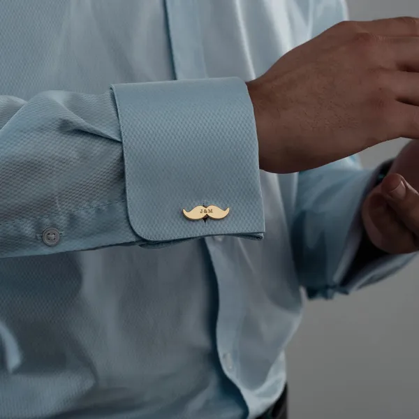Gold_Mustache_Personalized_Engraved_Cufflinks_For_Men