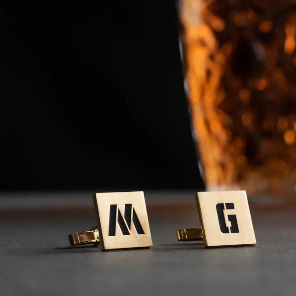 Gold_Personalized_Alphabet_Initial_Cufflinks_For_Men