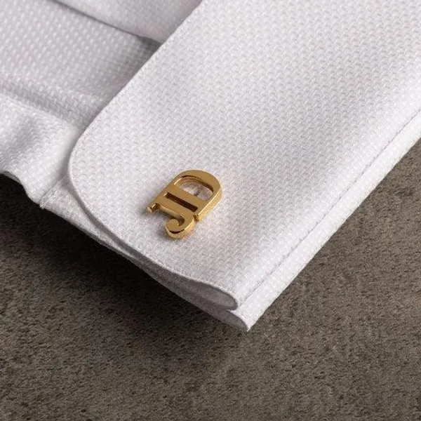 Gold_Personalized_Alphabet_Cufflinks_For_Men
