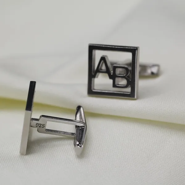 Silver_Personalized_Alphabet_Cufflinks_Initials_For_Men