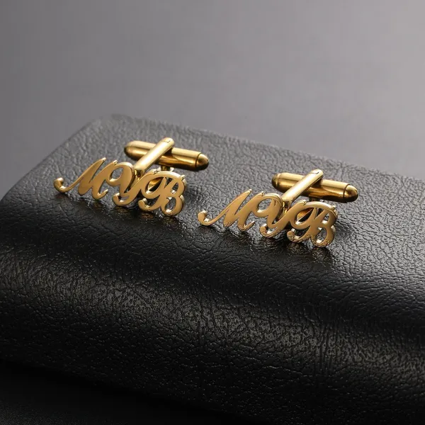 Gold_Personalized_Alphabet_Initials_Cufflinks_For_Men