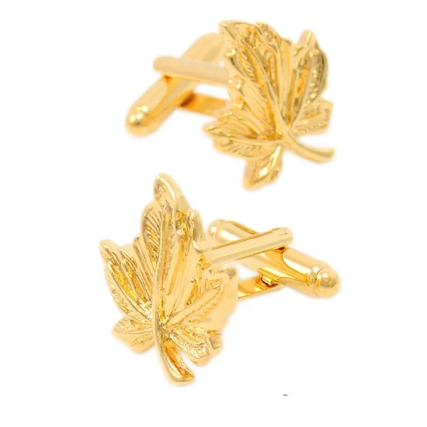 Gold_Personalized_Maple_Leaf_Cufflinks_For_Men