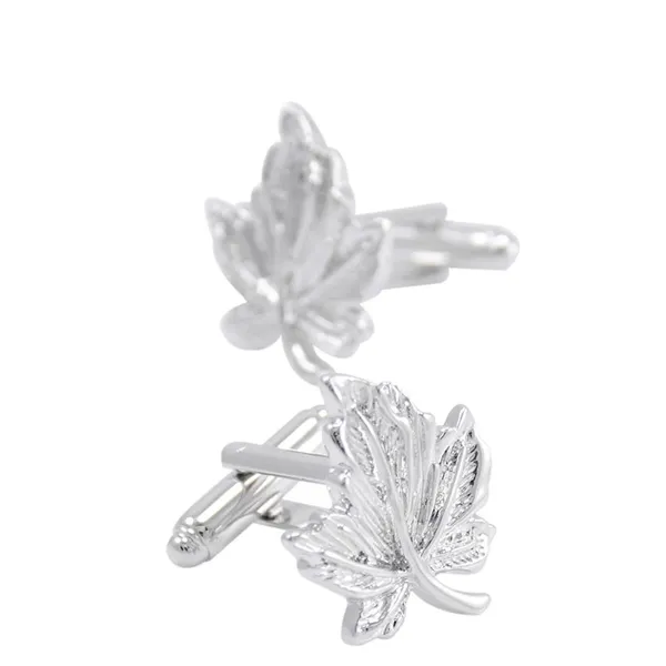 Silver_Personalized_Maple_Leaf_Cufflinks_For_Men