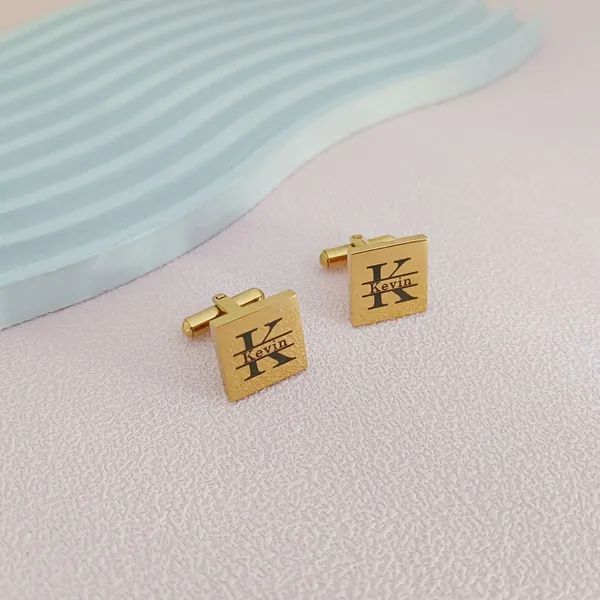 Gold_Personalized_Name_Cufflinks_Initial_For_Men