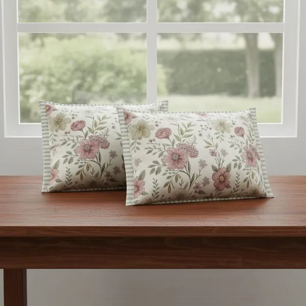 Exquisite_floral_print_in_peach_and__beige_on_light_peach_premium_twill_cotton_double_bedsheet_with_two_pillow_covers