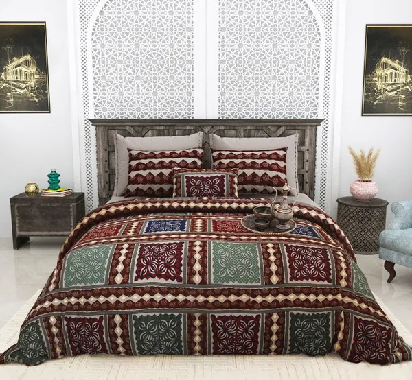 Exquisite_Brown_And_Maroon_Premium_Cotton_Double_Bedsheet_With_Two_Pillow_Covers