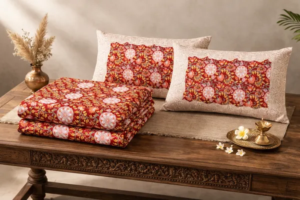Exquisite_floral_print_in_maroon_and_cream_cotton_double_bedsheet_and_two_pillow_covers