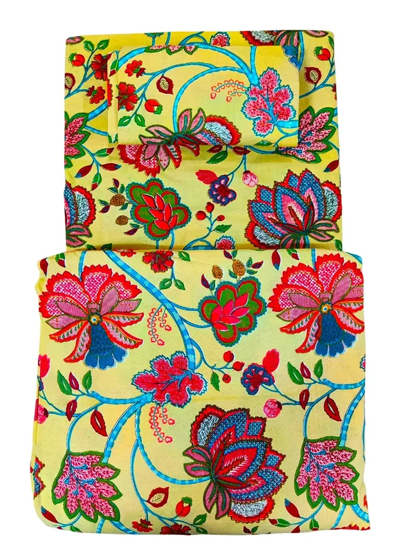 Bedsheet_and_dohar_set_in_cotton_in_beautiful_floral_print_on_lovely_yellow