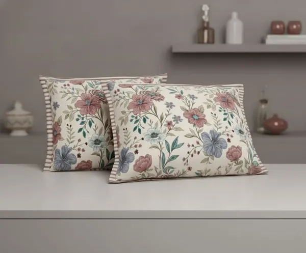 Exquisite_floral_print_in_peach_and_grey_on_light_peach_premium_twill_cotton_double_bedsheet_with_two_pillow_covers