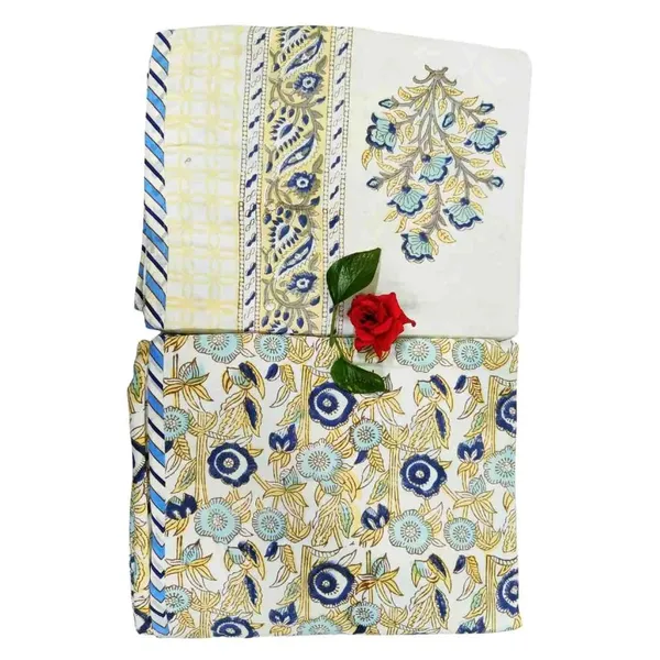 Exquisite_pure_cotton_mulmul_pair_of_single_handblock_dohars_with_inner_layer_in_flannel_in_beautiful_blue_and_yellow_on_white