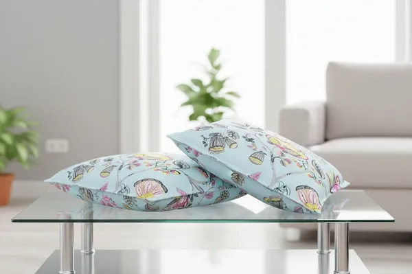 Exquisite_Print_In_Pink_And_Yellow_On_Blue_Premium_Twill_Cotton_Double_Bedsheet_With_Two_Pillow_Covers