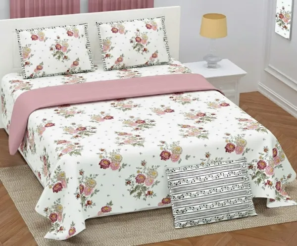 Exquisite_floral_print_in_maroon_and_pink_on_cream_premium_twill_cotton_double_bedsheet_with_two_pillow_covers