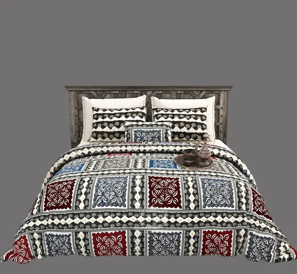 Exquisite_Grey_And_Maroon_Premium_Cotton_Double_Bedsheet_With_Two_Pillow_Covers