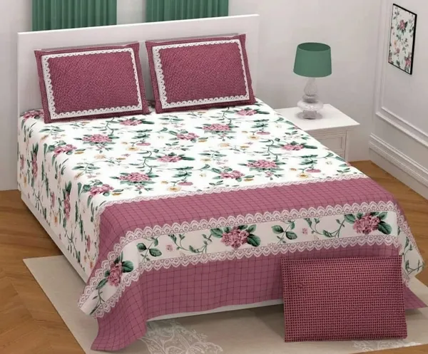 Exquisite_mauve_and_white_floral_premium_twill_cotton_double_bedsheet_with_two_pillow_covers
