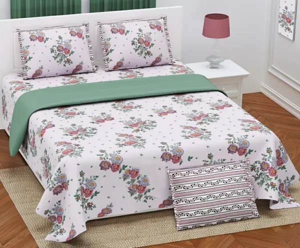 Exquisite_floral_print_in_purple_and_grey_on_white_premium_twill_cotton_double_bedsheet_with_two_pillow_covers