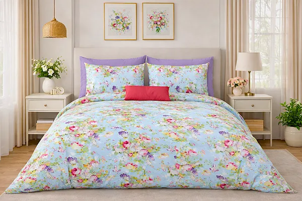 Exquisite_floral_bloom_on_light_blue_on_premium_cotton_bedsheet_and_two_pillow_covers
