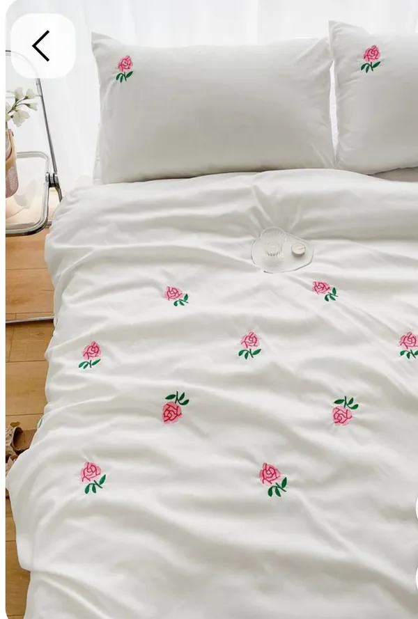 Exquisite_embroidered_cotton_bedsheet_with_pink_rose_on_white_in_premium_cotton_bedsheet_along_with_two_pillow_covers
