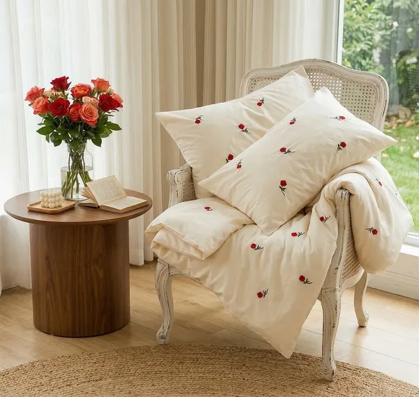 Exquisite_Embroidered_Bedsheet_With_Red_Roses_On_Cream_Premium_Cotton_Bedsheet_With_Two_Pillow_Covers
