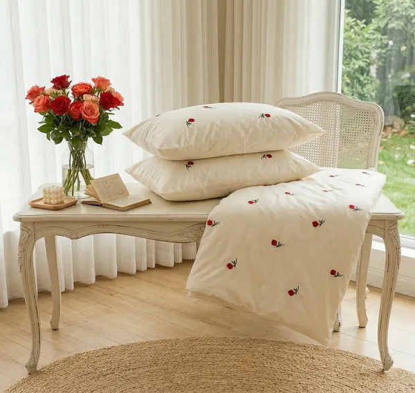 Exquisite_Embroidered_Bedsheet_With_Red_Roses_On_Cream_Premium_Cotton_Bedsheet_With_Two_Pillow_Covers