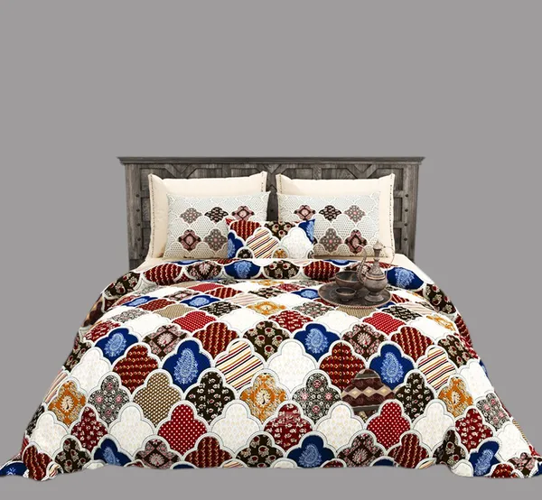 Exquisite_Design_In_Brown_White_And_Maroon_Premium_Cotton_Double_Bedsheet_With_Two_Pillow_Covers