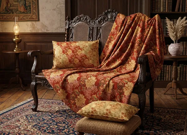 Exquisite_floral_print_in_maroon_and_mustard_premium_cotton_double_bedsheet_and_two_pillow_covers