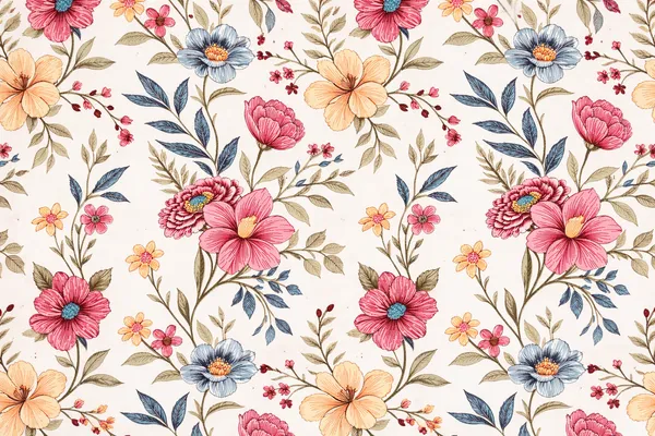 Exquisite_floral_print_in_yellow_and__peach_on_cream_premium_twill_cotton_double_bedsheet_with_two_pillow_covers