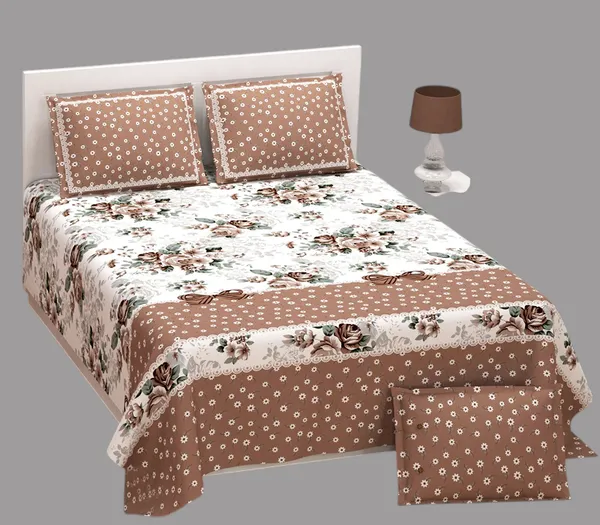 Exquisite_Brown_And_Cream_Premium_Twill_Cotton_Double_Bedsheet_With_Two_Pillow_Covers