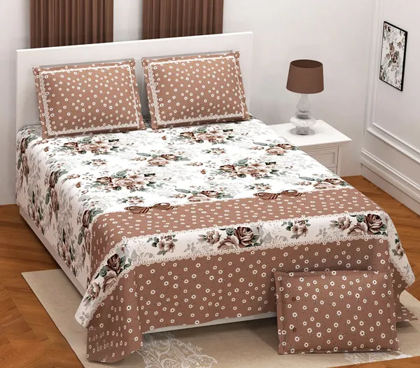 Exquisite_Brown_And_Cream_Premium_Twill_Cotton_Double_Bedsheet_With_Two_Pillow_Covers