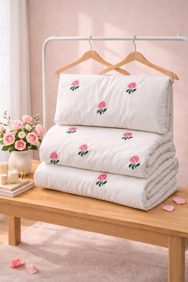 Exquisite_embroidered_cotton_bedsheet_with_pink_rose_on_white_in_premium_cotton_bedsheet_along_with_two_pillow_covers